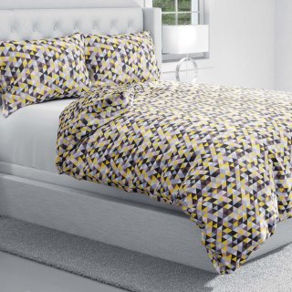 Bavlněné ložní povlečení Sandra SA-218 Žluto-hnědo-růžové trojúhelníčky - detail 1 - Biante.cz Bavlněné ložní povlečení Sandra SA-218 Žluto-hnědo-růžové trojúhelníčky - detail 1 - Biante.cz