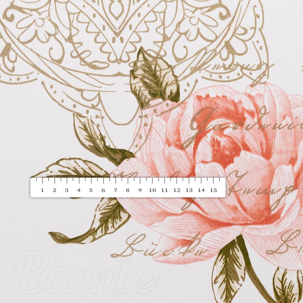Bavlněná látka/plátno Sandra SA-683 Růžové pivoňky s motýly na bílém - šířka 145 cm - detail 3 - Biante.cz