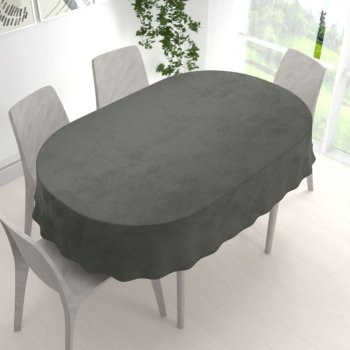 Sametový oválný ubrus Velvet Premium SVP-021 Tmavě šedozelený - detail 1 - Biante.cz