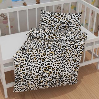 Dětské bavlněné povlečení do postýlky Sandra SA-409 Leopardí vzor na bílém - detail 1 - Biante.cz