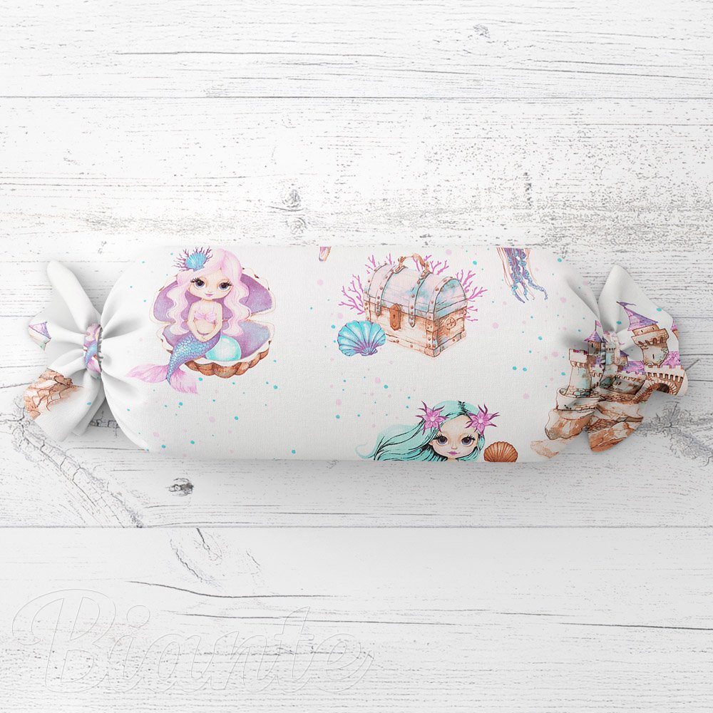 Dětský polštář válec bonbon Sandra SA-567 Mořské víly a království na bílém - Biante.cz