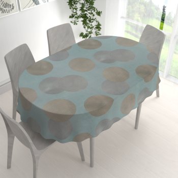 Sametový oválný ubrus Tamara TMR-058 Designové kruhy na modrošedém - detail 1 - Biante.cz