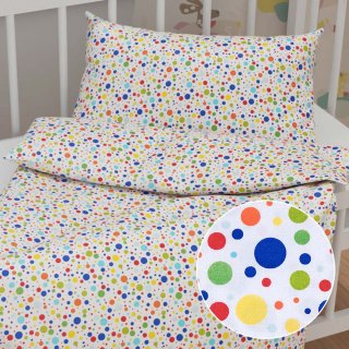 Dětské bavlněné povlečení do postýlky Sandra SA-006 Barevné puntíky na bílém - Biante.cz