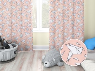 Dětský dekorační závěs na míru Leona LN-044 Origami ptáci na lososovém - Biante.cz Dětský dekorační závěs na míru Leona LN-044 Origami ptáci na lososovém - Biante.cz