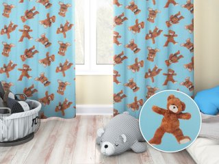 Dětský bavlněný závěs na míru Sandra SA-724 Plyšoví medvídci na modrém - Biante.cz