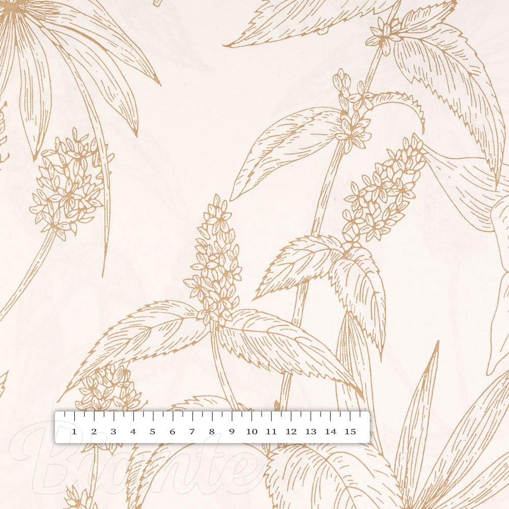 Bavlněná látka/plátno Sandra SA-425 Hnědé listy na smetanovém - šířka 145 cm a 160 cm - detail 3 - Biante.cz