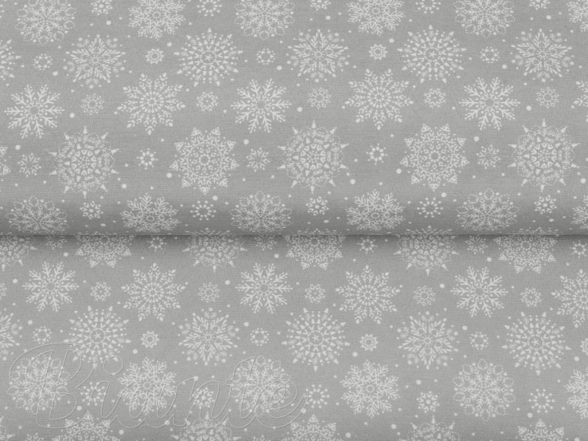 Vánoční dekorační látka PML-079 Bílé vločky na šedém - šířka 155 cm - detail 2 - Biante.cz