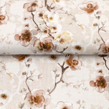 PVC obrus Hnedé kvety sakury na režnom PV-207 - metráž š. 140 cm - detail 1 - Biante.sk PVC obrus Hnedé kvety sakury na režnom PV-207 - metráž š. 140 cm - detail 1 - Biante.sk