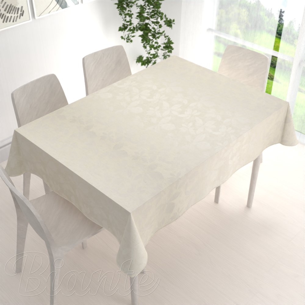 Teflonový obdélníkový ubrus TF-065 Listy na režném - detail 1 - Biante.cz