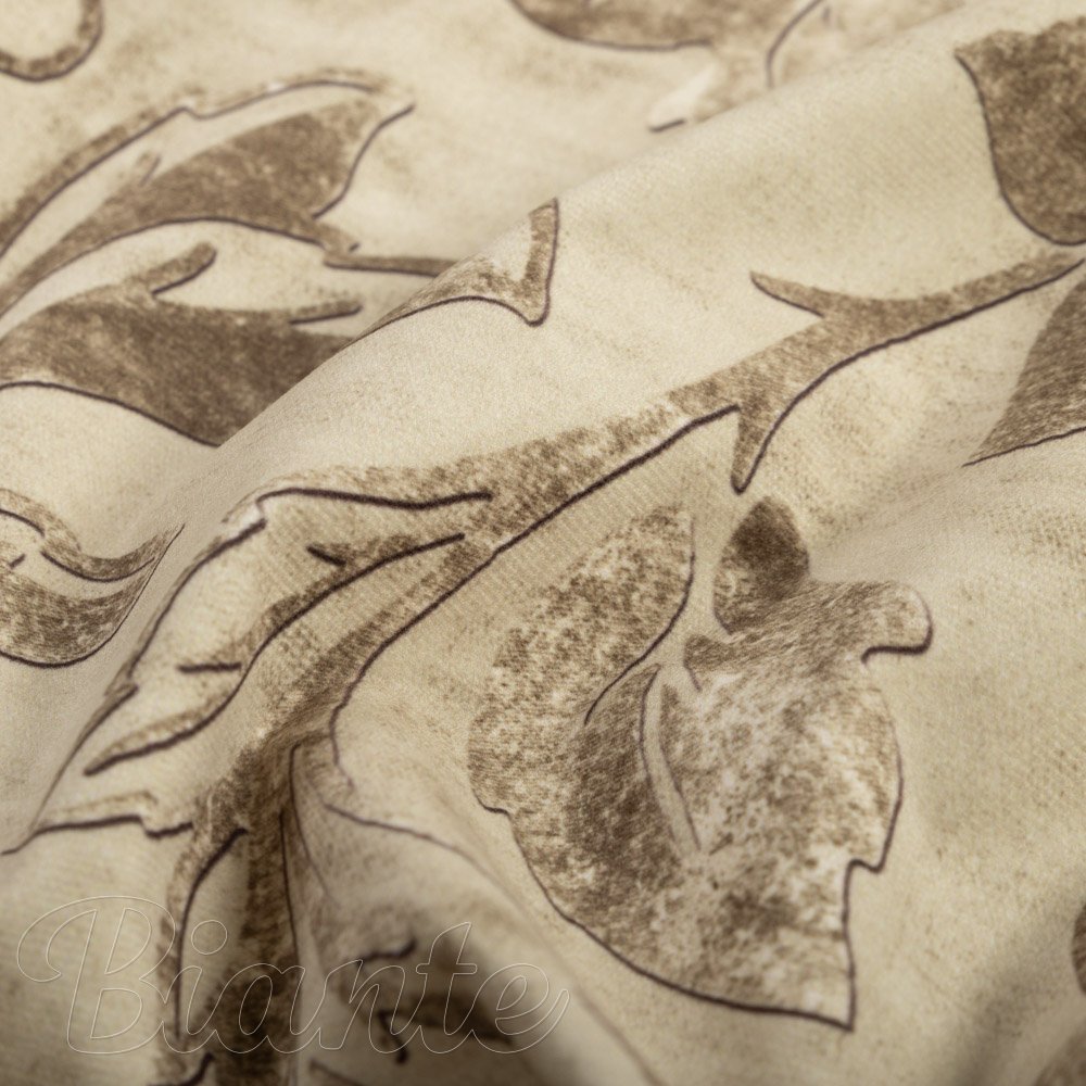 Sametová látka Tamara TMR-056 Hnědé zámecké květy na světle hnědém - šířka 150 cm - detail 7 - Biante.cz