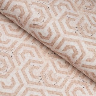 Sametová látka Tamara TMR-029 Růžovobéžové hexagony s černým žíháním - šířka 140 cm - Biante.cz