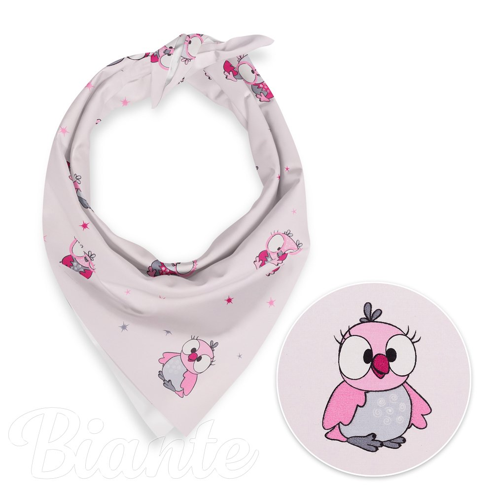 Dětský bavlněný šátek Sandra SA-726 Růžové sovičky na bledě růžovém - Biante.cz