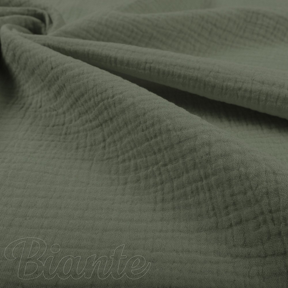 Mušelín dvojitá gázovina MSN-076 Zelená khaki - metráž šířka 140 cm - detail 6 - Biante.cz