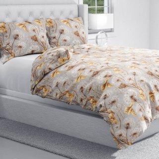 Bavlnené posteľné obliečky Sandra SA-517 Jesenné púpavy na sivom - detail 1 - Biante.sk