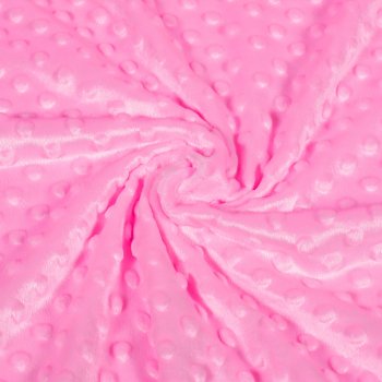 Dětská látka Minky 3D puntíky MKP-012 Sytě růžová - šířka 150 cm