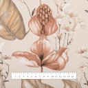 Bavlněná látka/plátno Sandra SA-786 Hnědorůžové rostliny na světle béžovém - šířka 160 cm - detail 3 - Biante.cz