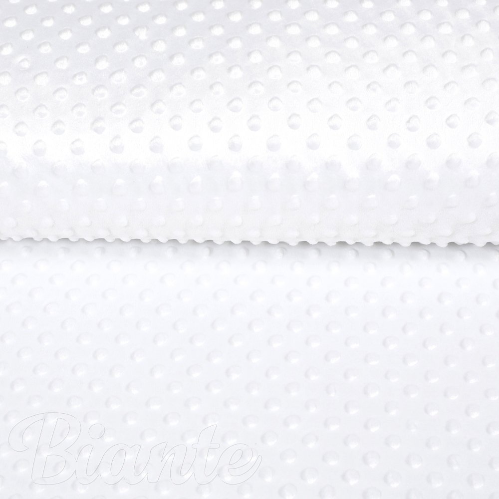 Dětská látka Minky 3D puntíky MKP-033 Sněhově bílá - šířka 150 cm - detail 4 - Biante.cz