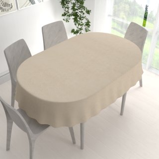 Oválný ubrus/imitace broušené kůže Alcantara ALC-007 Krémově béžový - detail 1 - Biante.cz