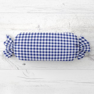 Polštář válec bonbon Sandra SA-057 Modro-bílé kostičky - Biante.cz