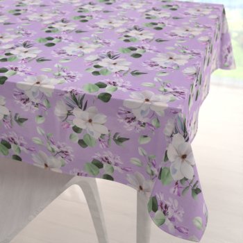 Dekorační čtvercový ubrus PML-044 Květy magnolie na fialovém - Biante.cz
