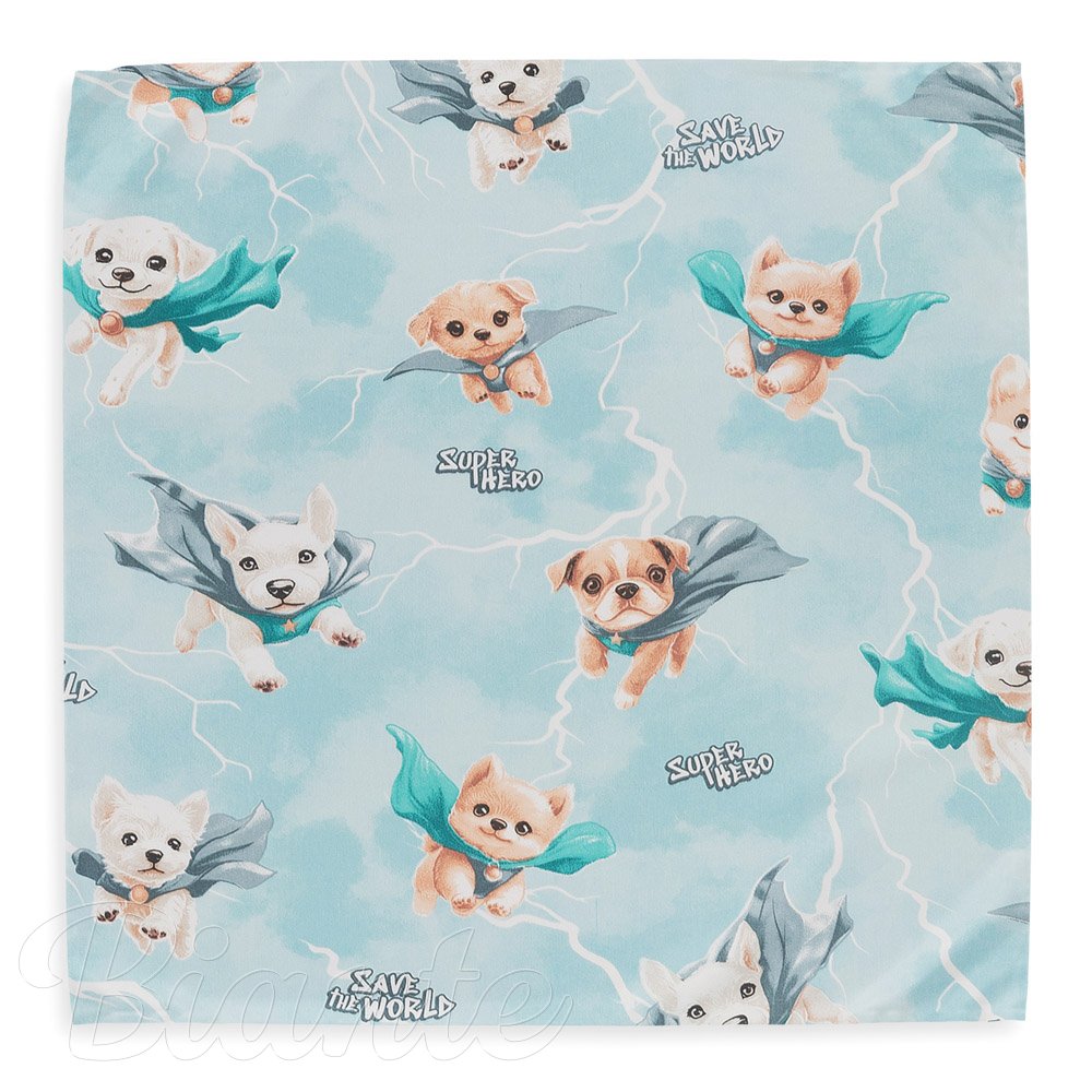 Dětský bavlněný šátek Sandra SA-651 Psí superhrdinové na ledově modrém - detail 2 - Biante.cz