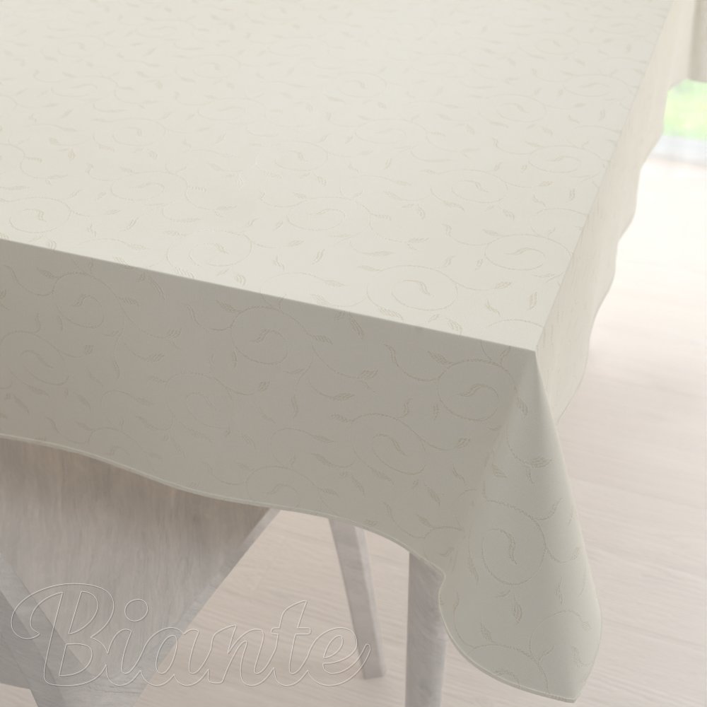 Teflonový obdélníkový ubrus TF-026 Pnoucí lístky - smetanový - Biante.cz