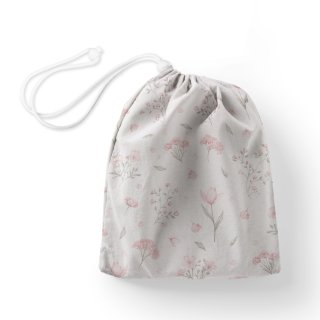Bavlněný pytlík/sáček na přezůvky Sandra SA-741 Růžové jarní květy na bílém - Biante.cz