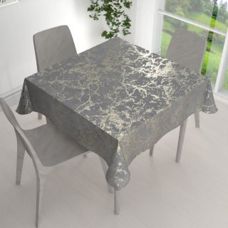 Velký sametový čtvercový ubrus Isabela IBL-015 Zlatý mramor na světle šedém - detail 1 - Biante.cz