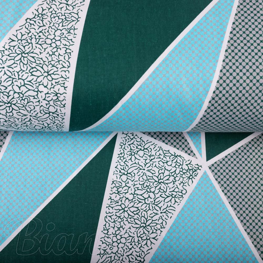 Bavlněná látka/plátno Sandra SA-334 Modro-zelené trojúhelníky - šířka 160 cm - detail 2 - Biante.cz