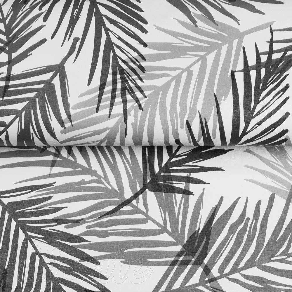 PVC ubrus Šedo-černé palmové listy PV-077 - metráž š. 140 cm - detail 1 - Biante.cz PVC ubrus Šedo-černé palmové listy PV-077 - metráž š. 140 cm - detail 1 - Biante.cz