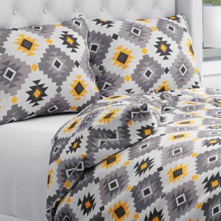 Bavlněné ložní povlečení Sandra SA-520 Žluto-šedý aztécký vzor - Biante.cz Bavlněné ložní povlečení Sandra SA-520 Žluto-šedý aztécký vzor - Biante.cz