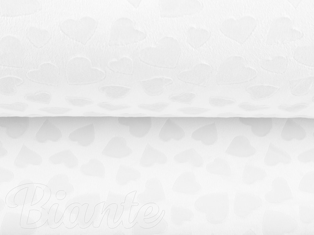 Dětská látka Minky hladká MKH-008 Srdíčka - Sněhově bílá - šířka 150 cm - detail 3 - Biante.cz Dětská látka Minky hladká MKH-008 Srdíčka - Sněhově bílá - šířka 150 cm - detail 3 - Biante.cz