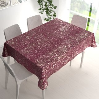 Zamatový obdĺžnikový obrus Isabela IBL-006 Gold Design vínový