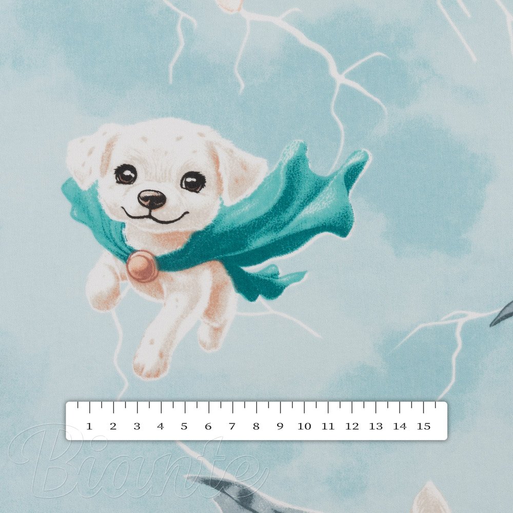 Dětská bavlněná látka/plátno Sandra SA-651 Psí superhrdinové na ledově modrém - šířka 160 cm - detail 3 - Biante.cz