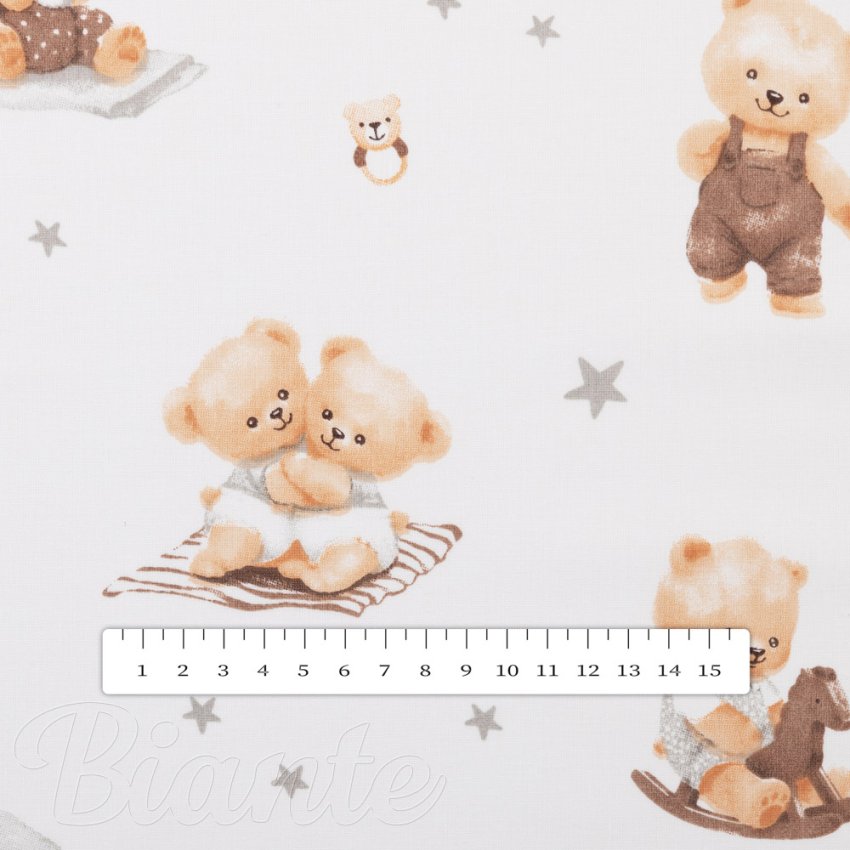 Dětská bavlněná látka/plátno Sandra SA-732 Medvědí miminka na bílém - šířka 160 cm - detail 3 - Biante.cz