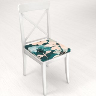 Zamatový štvorcový podsedák Tamara TMR-027 Veľké kvety na tmavo zelenom - 38x38x3 cm - detail 1 - Biante.sk