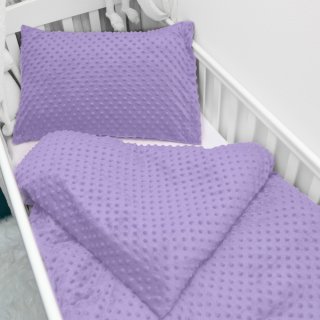 Dětské povlečení do postýlky Minky TOP 3D puntíky MKP-058 Fialové - Biante.cz Dětské povlečení do postýlky Minky TOP 3D puntíky MKP-058 Fialové - Biante.cz