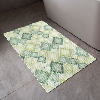 Kúpeľňová penová rohož / predložka PRO-069 Zelené designové štvorce - metráž šírka 65 cm - detail 1 - Biante.sk
