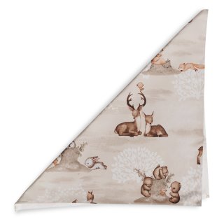 Dětský bavlněný šátek Sandra SA-698 Hnědá lesní zvířátka na béžovém - detail 1 - Biante.cz Dětský bavlněný šátek Sandra SA-698 Hnědá lesní zvířátka na béžovém - detail 1 - Biante.cz
