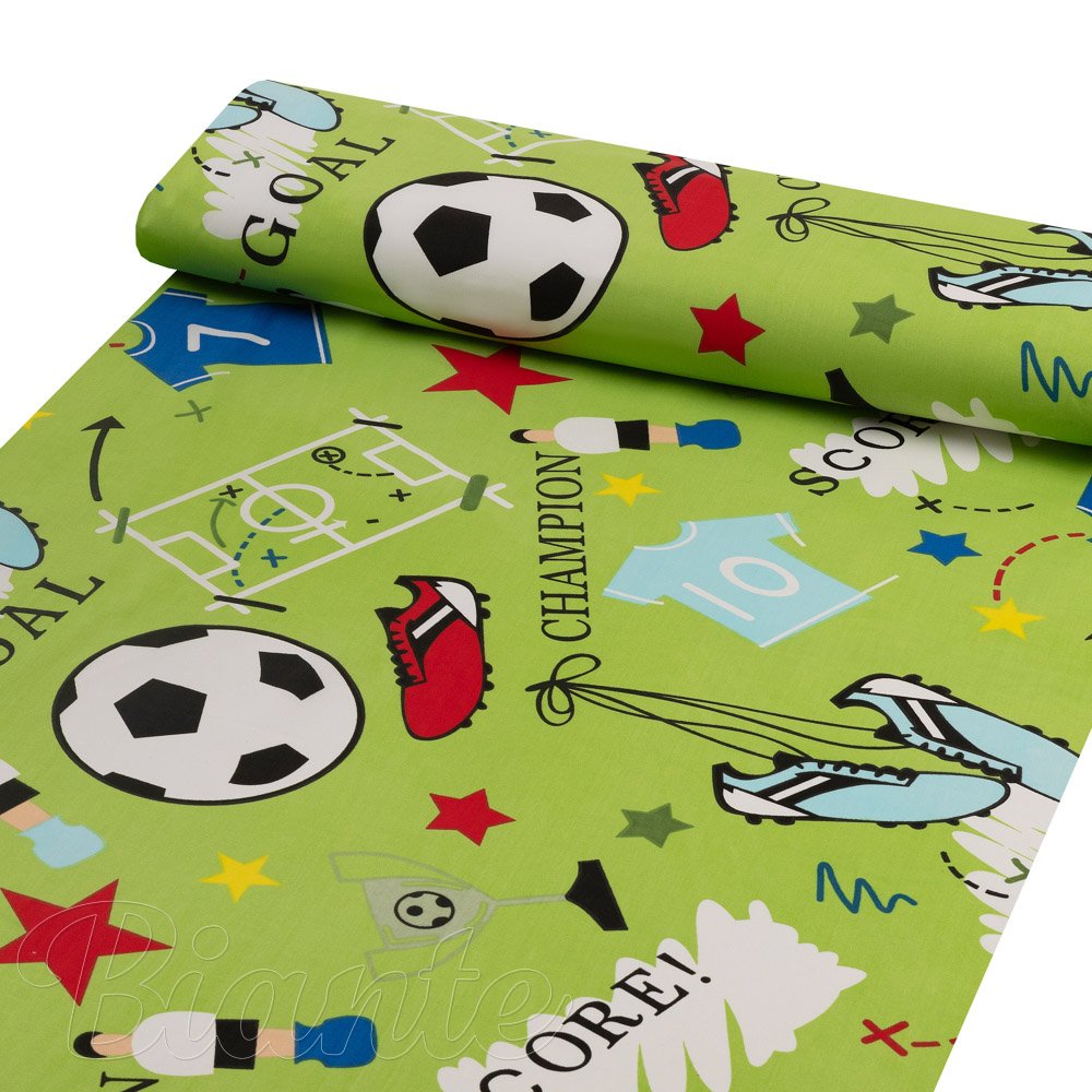 Dětská bavlněná látka/plátno Sandra SA-645 Fotbal to je hra - na zeleném - šířka 160 cm - detail 1 - Biante.cz