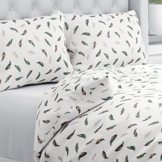 Bavlnené posteľné obliečky Sandra SA-460 Zeleno-ružové pierka na bielom - Biante.sk Bavlnené posteľné obliečky Sandra SA-460 Zeleno-ružové pierka na bielom - Biante.sk
