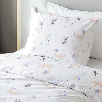 Detské bavlnené posteľné obliečky Sandra SA-374 Pandy líšky a zajačiky s balónikmi - detail 1 - Biante.sk