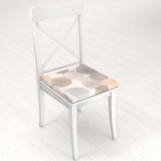 Zamatový štvorcový podsedák Tamara TMR-047 Sivo-béžové kruhy na smotanovom - 38x38x3 cm - detail 1 - Biante.sk