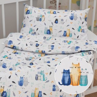 Detské bavlnené posteľné obliečky do postieľky Sandra SA-653 Mačací svet modrý na bielom - Biante.sk Detské bavlnené posteľné obliečky do postieľky Sandra SA-653 Mačací svet modrý na bielom - Biante.sk