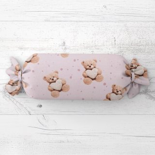 Dětský polštář válec bonbon Sandra SA-723 Medvídci se srdíčky na fialkovém - Biante.cz