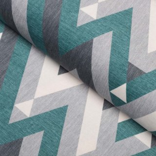 Sametová látka Tamara TMR-026 Zeleno-šedý designový cik-cak - šířka 150 cm - Biante.cz