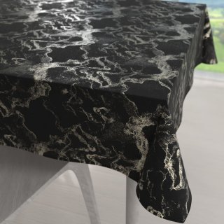 Veľký zamatový štvorcový obrus Isabela IBL-021 Zlatý/dymový mramor na čiernom - Biante.sk