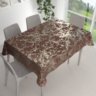 Sametový obdélníkový ubrus Isabela IBL-014 Zlatý mramor na červenohnědém - detail 1 - Biante.cz