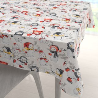 Bavlněný čtvercový ubrus Sandra SA-661 Sněhuláci na světle šedém - Biante.cz Bavlněný čtvercový ubrus Sandra SA-661 Sněhuláci na světle šedém - Biante.cz