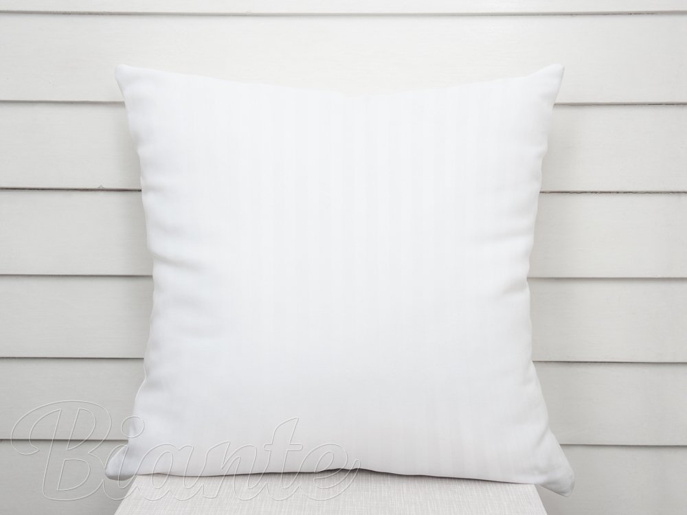 Damašková obliečka na vankúš Atlas Grádl DM-006 Biela - pásiky 2 cm - Biante.sk